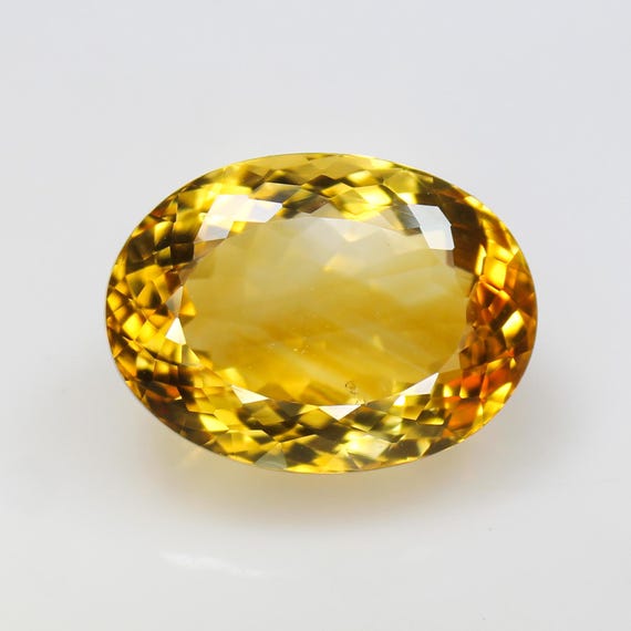 Natural Yellow Citrine Gemstone: Faceted Oval Cut, 20.10 CTS