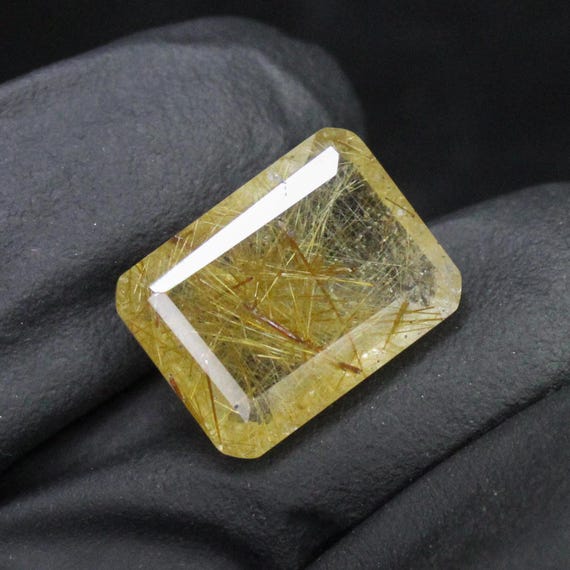 Faceted Golden Rutile Quartz: Square Gemstone for Jewelry Making (7.80 Carats, 15x11x6 mm