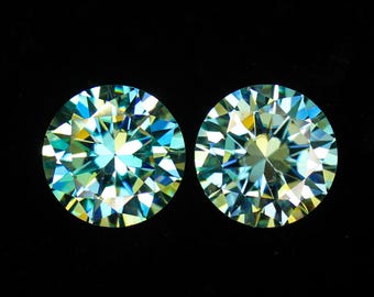 Blue Moissanite Diamond Pair In Round Shape For Jewelry Making, Earrings , 3.45 Carats 8x5 mm Size From Arizona Blue Color Moissanite