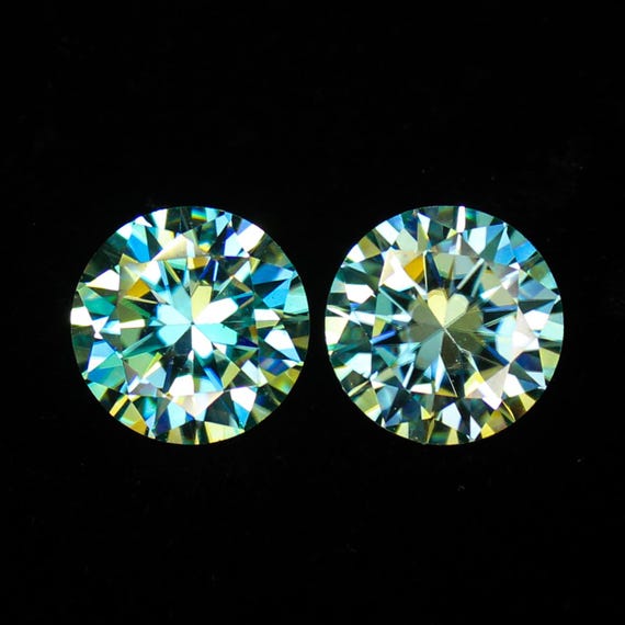 Blue Moissanite Diamond Pair In Round Shape For Jewelry Making, Earrings , 3.45 Carats 8x5 mm Size From Arizona Blue Color Moissanite
