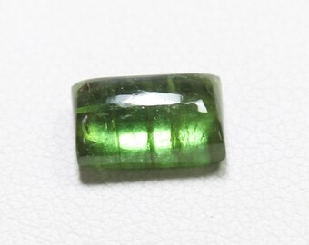Green Tourmaline Cabochon: Rectangle Gemstone, 2.25 Carats