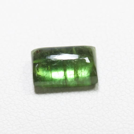 Green Tourmaline Cabochon: Rectangle Gemstone, 2.25 Carats