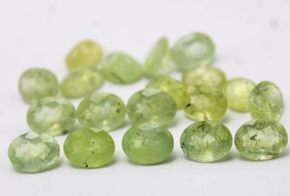 Natural Green Prehnite Faceted Lot In 9x7 MM Oval For Jewelry Making