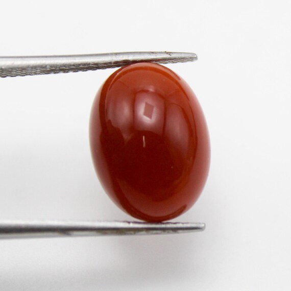 Natural Orange Carnelian Cabochon In Oval Shape Gemstone 6.65 Carat 13x10x6 mm Size