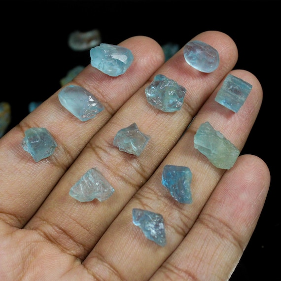 AAA+ Quality Aquamarine Raw, Blue Aquamarine, Natural Aquamarine Rough, Aquamarine Crystal, Genuine Aquamarine Gemstone, Size 9mm - 17mm.