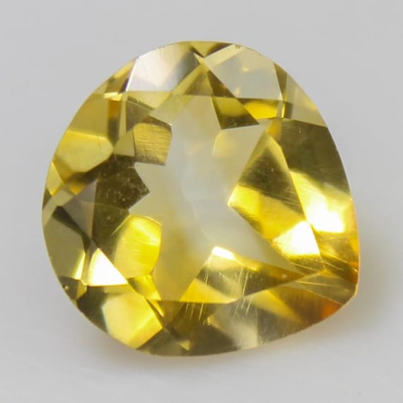 Natural Citrine Gemstone: Faceted Heart Shape Cut, Jewelry Making Stone (11x10.5x5 mm, 3.25 Carat)