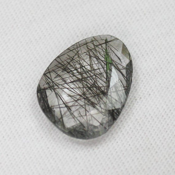 Black Rutile Quartz Rosecut Gemstone: 4.50 Carat Faceted Fancy Stone