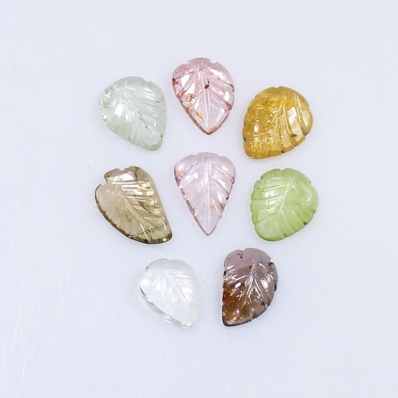 Multi Tourmaline Leaf Gemstone Lot: Pear Shape, 6.85 CTS, 8 Pcs