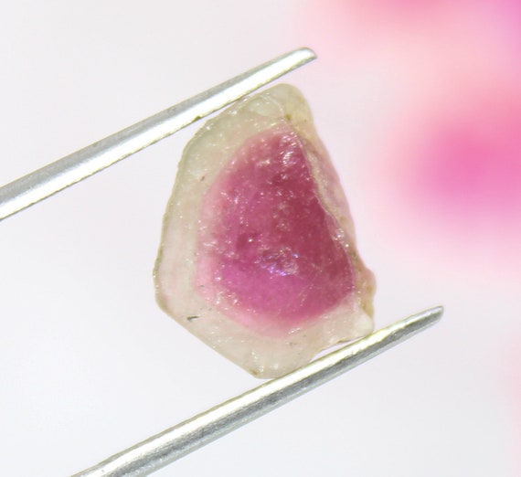 Natural Faceted Watermelon Tourmaline Slice,Amazing Tourmaline Slice 3.85Ct Beautiful Polished Tourmaline Slice,Amazing Quality,13X9X3 MM