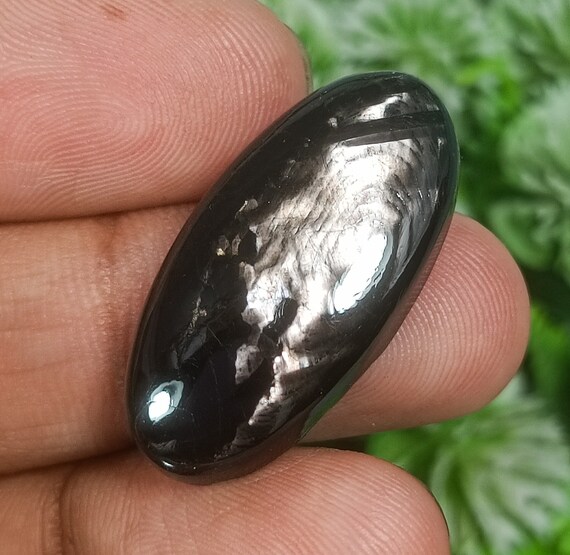 Natural Black Hypersthene Cabochon: Oval Gemstone (30x9x5 MM, 28.65 Ct)