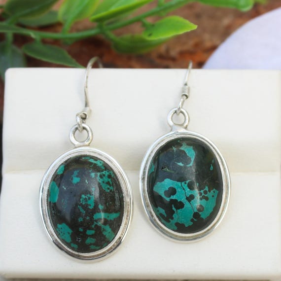 Natural Blue Tourquise Vintage Earring With 925 Sterling 5.95 Grams December Birthstone