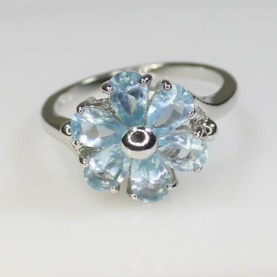 Natural Blue Topaz Vintage Ring With 925 Sterling Silver Available With All U.S Sizes