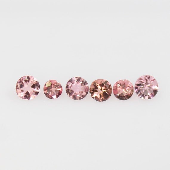 Natural Pink Tourmaline Gemstone Lot: Round Faceted Stones, 1.45 CTS