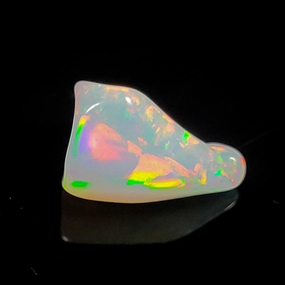 Natural Welo Fire Opal Tumble, White Ethiopian Opal Tumble, 1.75 Carats, 15x16x4 MM Polished Opal, Loose Gemstones, October Birthstone