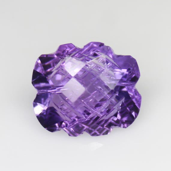 Natural Faceted Purple Amethyst Carving: Loose Gemstone 7.00 Carat ( 14x12x8 mm)