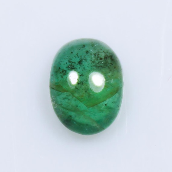 1 Pcs Emerald Smooth Oval Cabochon 8x6x3mm Emerald Gemstone, 1.15 Cts.