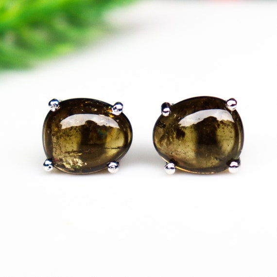 Hand Made Sterling Silver Studs Of Natural Tourmaline Studs ,925 Sterling Silver Beautiful Studs For Wedding Gift ,2.84 Gram Studs