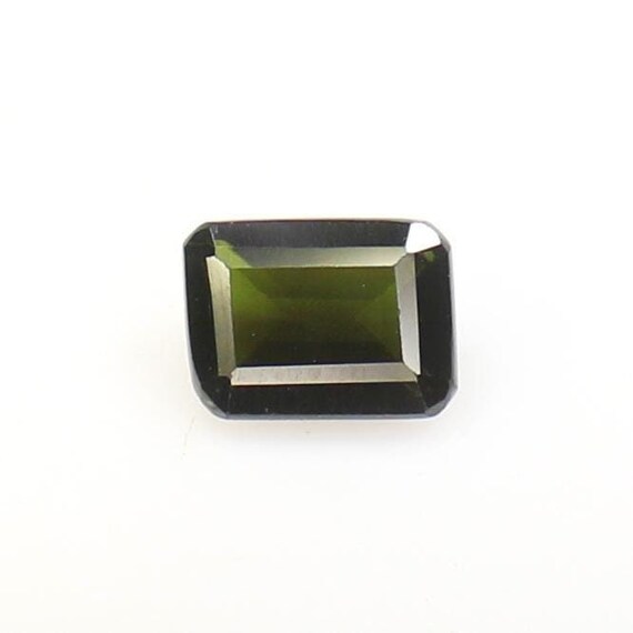 Natural Green Tourmaline Gemstone: Rectangle Faceted Jewelry Stone (8x6x4 MM, 1.65 CTS)