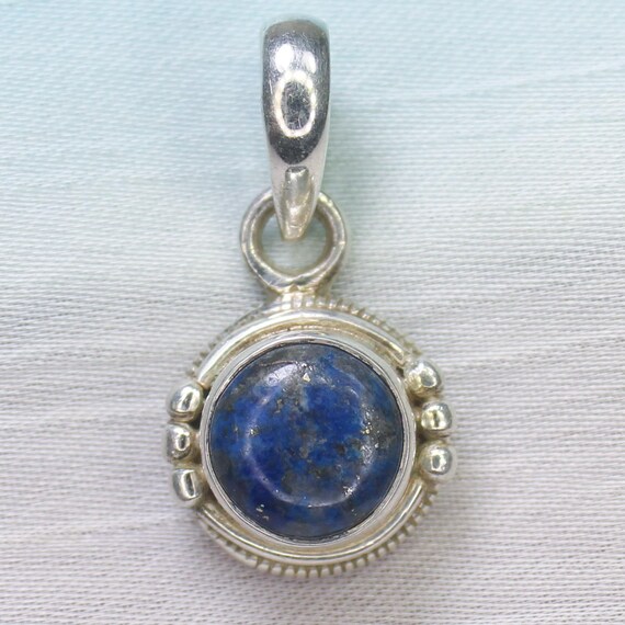 Natural Blue Lapis Sterling Silver Pendant Necklace - December Birthstone