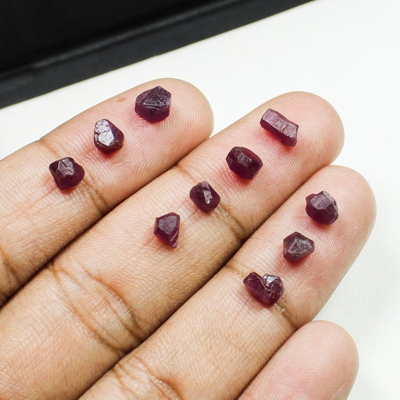 Natural Ruby Crystal 10.00Cts Lot 10 Pcs Raw Ruby Crystal , Natural Ruby, Ruby Stone , Ruby Raspberry , Ruby Specimen ,Size 4mm - 7mm