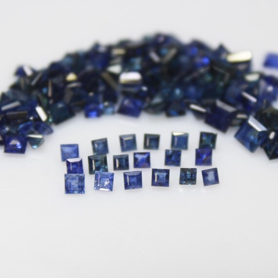 Faceted Blue Sapphire Square Gemstone: 2mm, 3mm, 4mm Jewelry Making