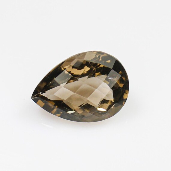 Natural Smoky Quartz Pear Faceted Checker Cut Piece 18x13x10mm. 11.80 Cut Stones For Jewelry