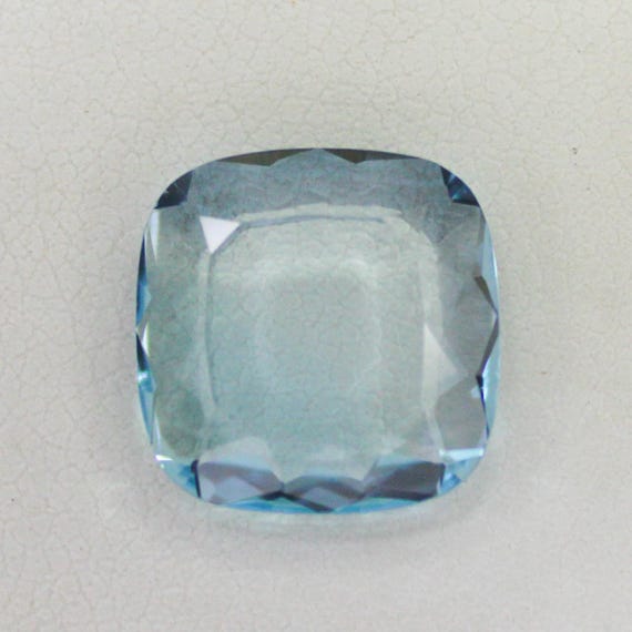 Natural Sky Blue Topaz Faceted: 5.00 Carat Cushion Shape Cut Gemstone, 12x12x3 mm