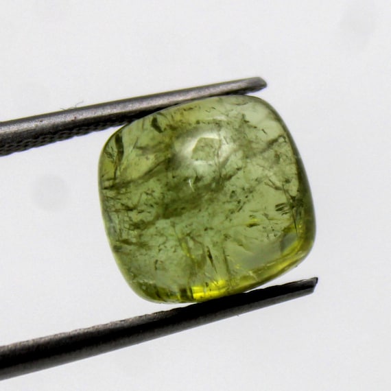 Green Tourmaline Cabochon In 5.85 Carats, 10x10x8 mm Size For Making Jewelry