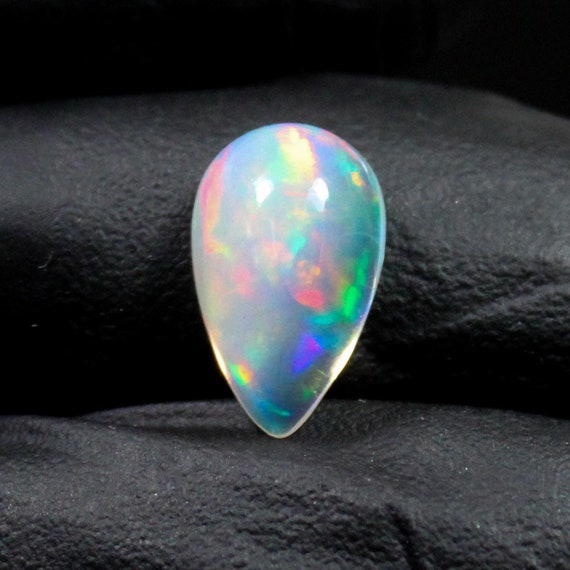 Natural Welo Opal Pear Cabochon: Multi Fire Gemstone (2.70 CTS, 13x8x5 MM)