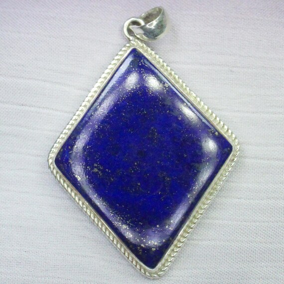 Natural Blue Lapis Sterling Silver Pendant Necklace - December Birthstone
