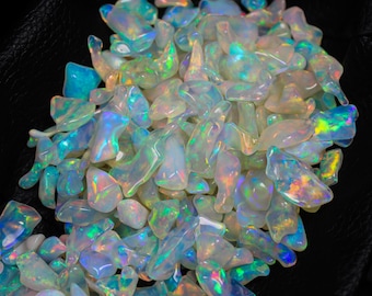 Ethiopian Opal Raw Gemstone Lot: Multi Fire Polished Rough Opals