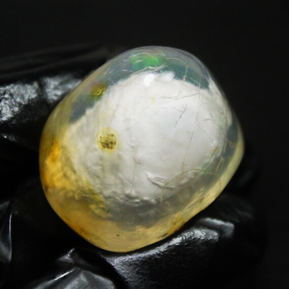 Natural Ethiopian Opal Egg Polished Tumble Multi Fire Opal Raw, Specimen Opal Tumble 30x24x23 MM 88.65 Carats