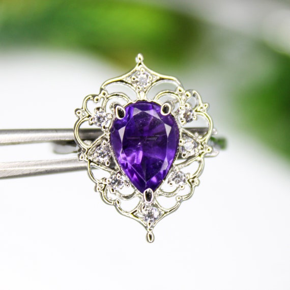 Natural  Purple Amethyst Ring, Amazing .925 Sterling Silver Ring , Beautiful Ring ,Silver Ring, Purple Amethyst Ring, U.S Ring Size 7