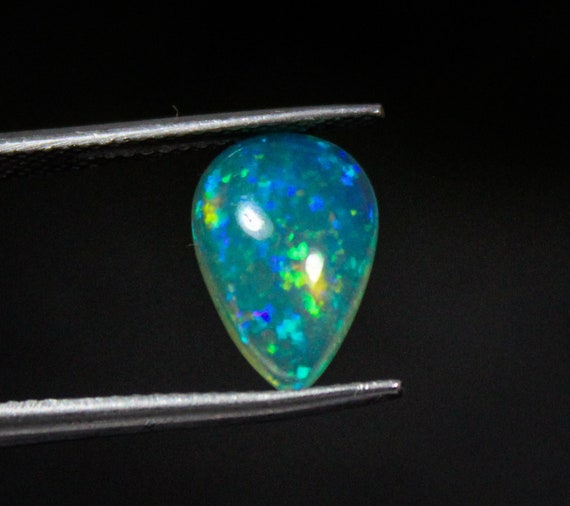 Natural Ethiopian Opal Cabochon: Oval Blue Gemstone (12x7x4 MM, 2.00 Ct)