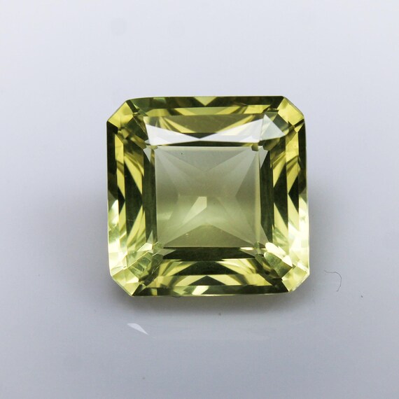 Natural Cushion Cut Lemon Quartz Gemstone: Faceted Yellow Jewelry (12x12x8 MM, 7.80CT)