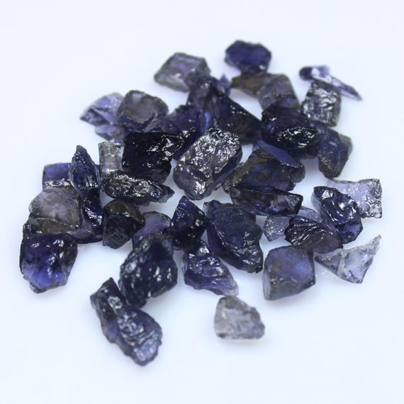 Natural Blue Iolite  Rough Lot For Cutting And Making 7 mm to 11 mm Size 71.35 Carats Lot Medium Size Raw 39 Pcs Lot In Blue Color