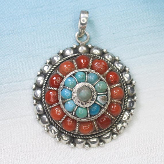 Natural Blue Turquoise Sterling Silver Pendant Necklace - No Birthstone