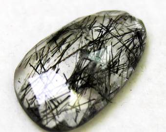 Black Rutile Quartz Rosecut Gemstone: 6.60 Carat Faceted Fancy Stone