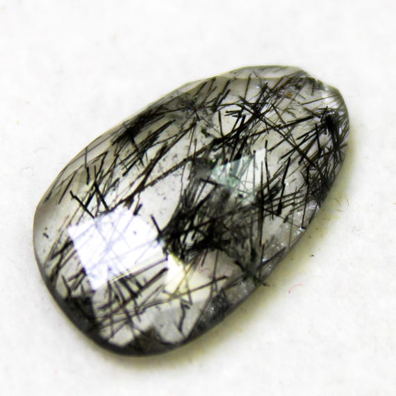 Black Rutile Quartz Rosecut Gemstone: 6.60 Carat Faceted Fancy Stone