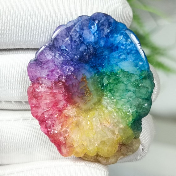 Rainbow Solar Quartz Cabochon Slice: Natural Crystal (40x33x7 MM, 80Ct)