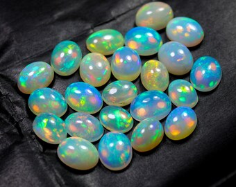 Natural Ethiopian Opal Cabochon: AAA Grade Oval, Multi Fire Color
