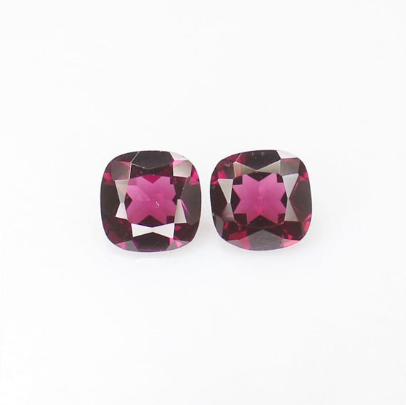 Faceted Rhodolite Garnet Pair: Cushion Cut Pink Gemstones, 2.00 Carats