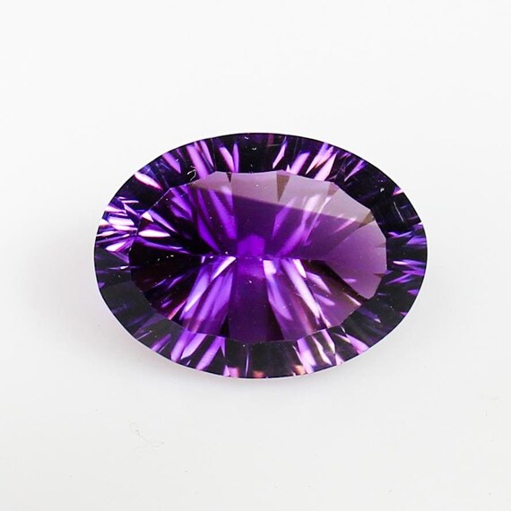 Concave Cut Amethyst Gemstone, Natural Purple Amethyst Gemstone, Faceted Oval Shape Loose Stone for Jewelry Making, Ring, 15x11x7mm.