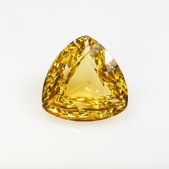Faceted Yellow Citrine: Trillion Cut Gemstone, 13.25 Carats