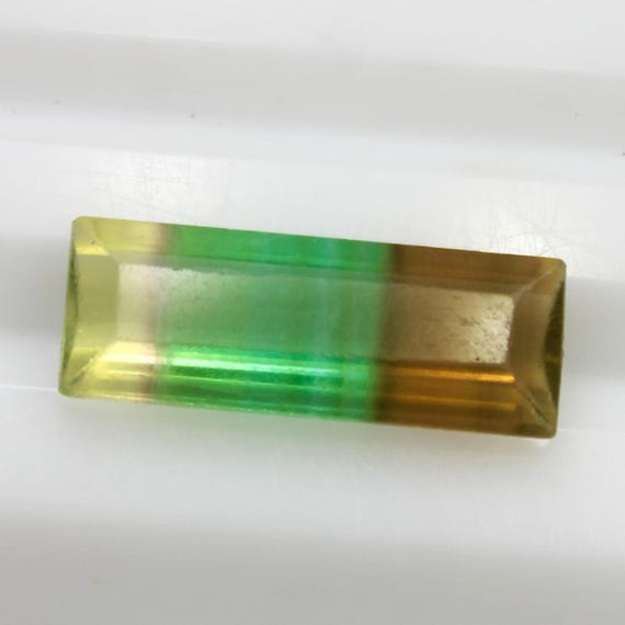 Natural Faceted Multi Colour Fluorite Gemstone : Baguette Shape, 4.10 Carat (16x6x4 MM)