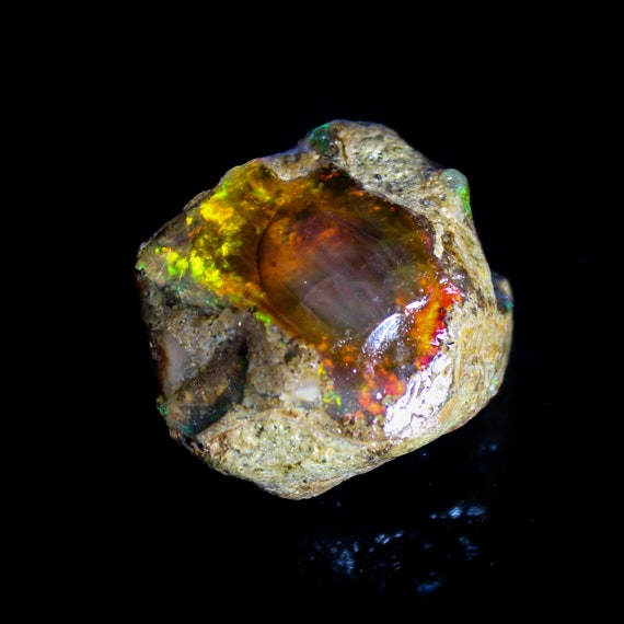 Natural Ethiopian Opal Raw Specimen: Rainbow Fire Rough (98.65 CTS, 32x28x20 MM)