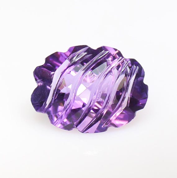 Natural Purple Amethyst Carving: Oval Loose Gemstone, 10.00 CT