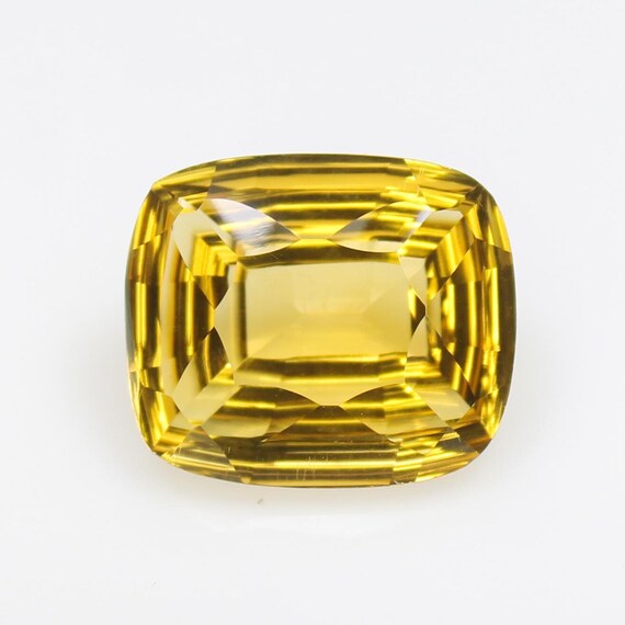 Natural Yellow Citrine: 8.60 Carat Cushion Cut Gemstone