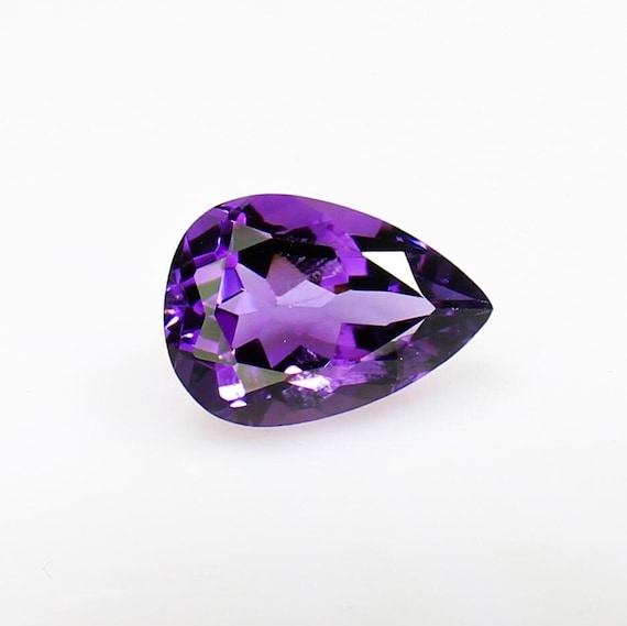 100% Natural Amethyst Faceted ,Natural Purple Amethyst Gemstone, Pear Shape Cut Loose Stone for Jewelry Making, Ring, 15X11X8 mm.