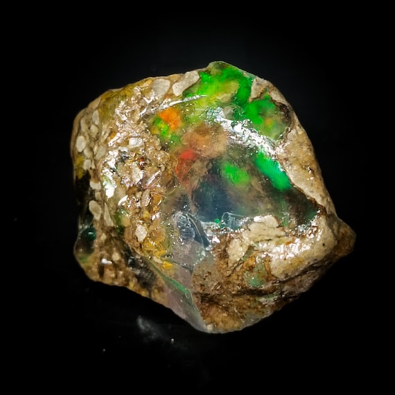 Natural Ethiopian Opal Raw Specimen: Rainbow Fire Crystal, 111.10 CTS